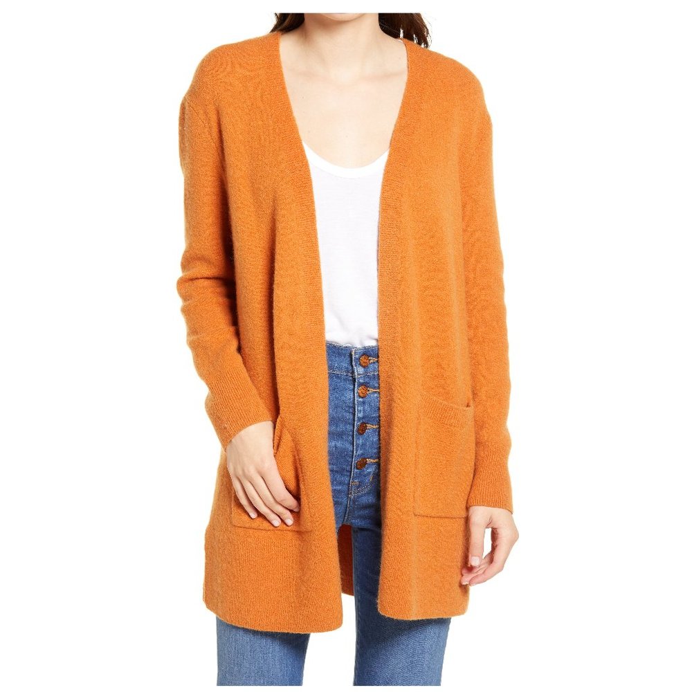 Madewell Kent Longline Cardigan Small Collarless Open Front Wool Alpaca Blend